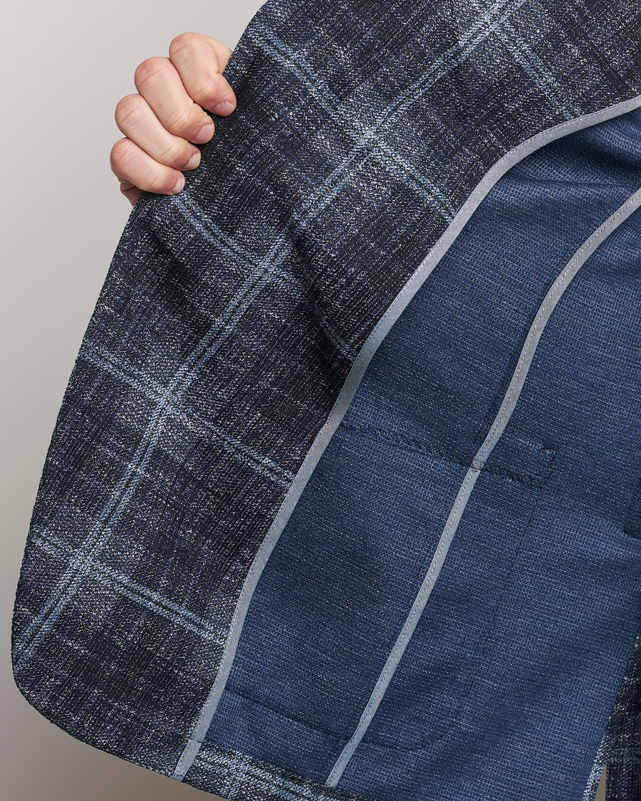 Homme | Blazers | BOSS BLACK | Hanry Checked Jersey Blazer Dark Blue