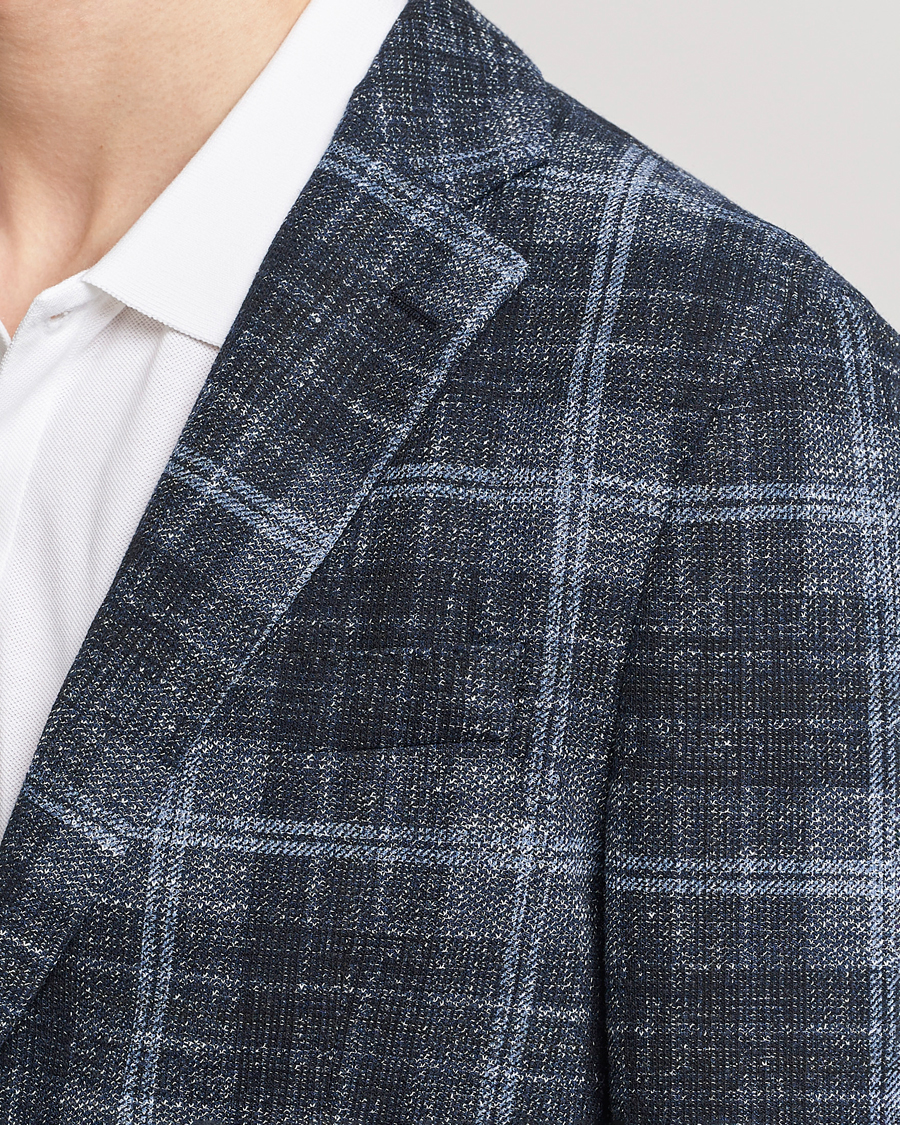 Homme | Blazers | BOSS BLACK | Hanry Checked Jersey Blazer Dark Blue