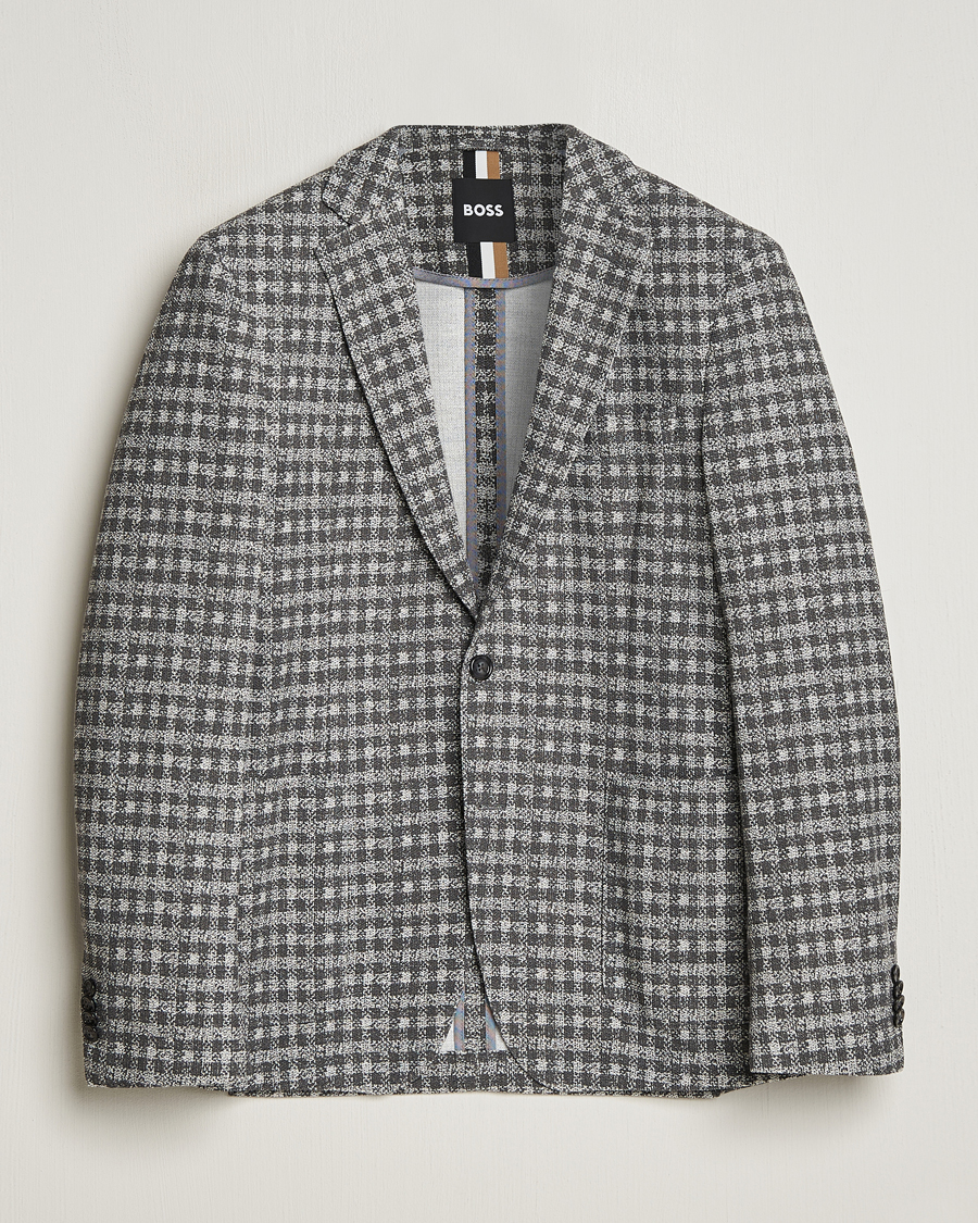 Homme | Blazers | BOSS BLACK | Hanry Checked Jersey Blazer Silver