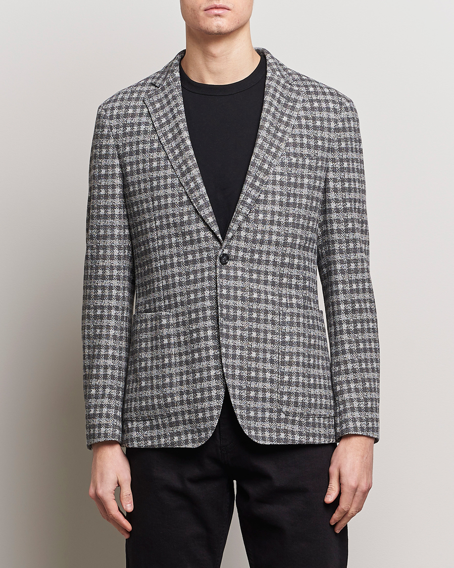 Homme | Blazers | BOSS BLACK | Hanry Checked Jersey Blazer Silver