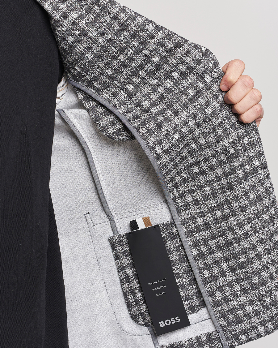 Homme | Blazers | BOSS BLACK | Hanry Checked Jersey Blazer Silver