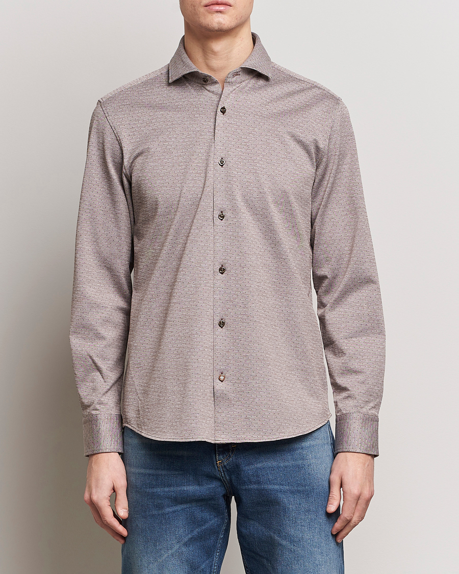 Homme | Chemises | BOSS BLACK | Hal Cotton Jersey Shirt Open Brown