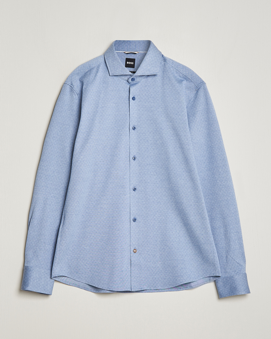 Homme | Chemises | BOSS BLACK | Hal Cotton Jersey Shirt Open Blue