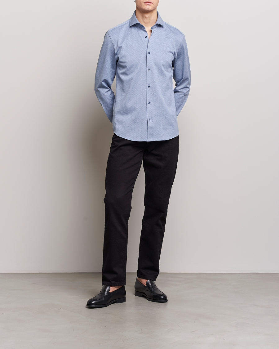 Homme | Chemises | BOSS BLACK | Hal Cotton Jersey Shirt Open Blue