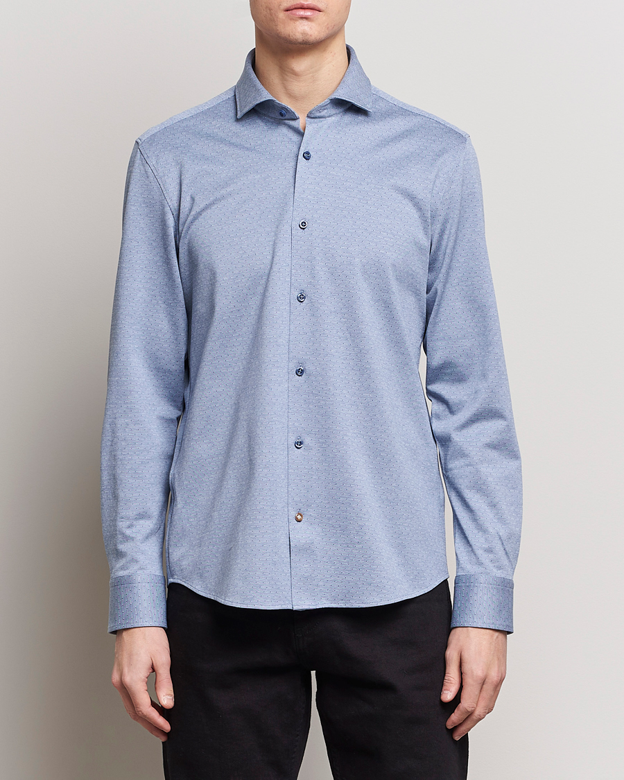 Homme | BOSS | BOSS BLACK | Hal Cotton Jersey Shirt Open Blue