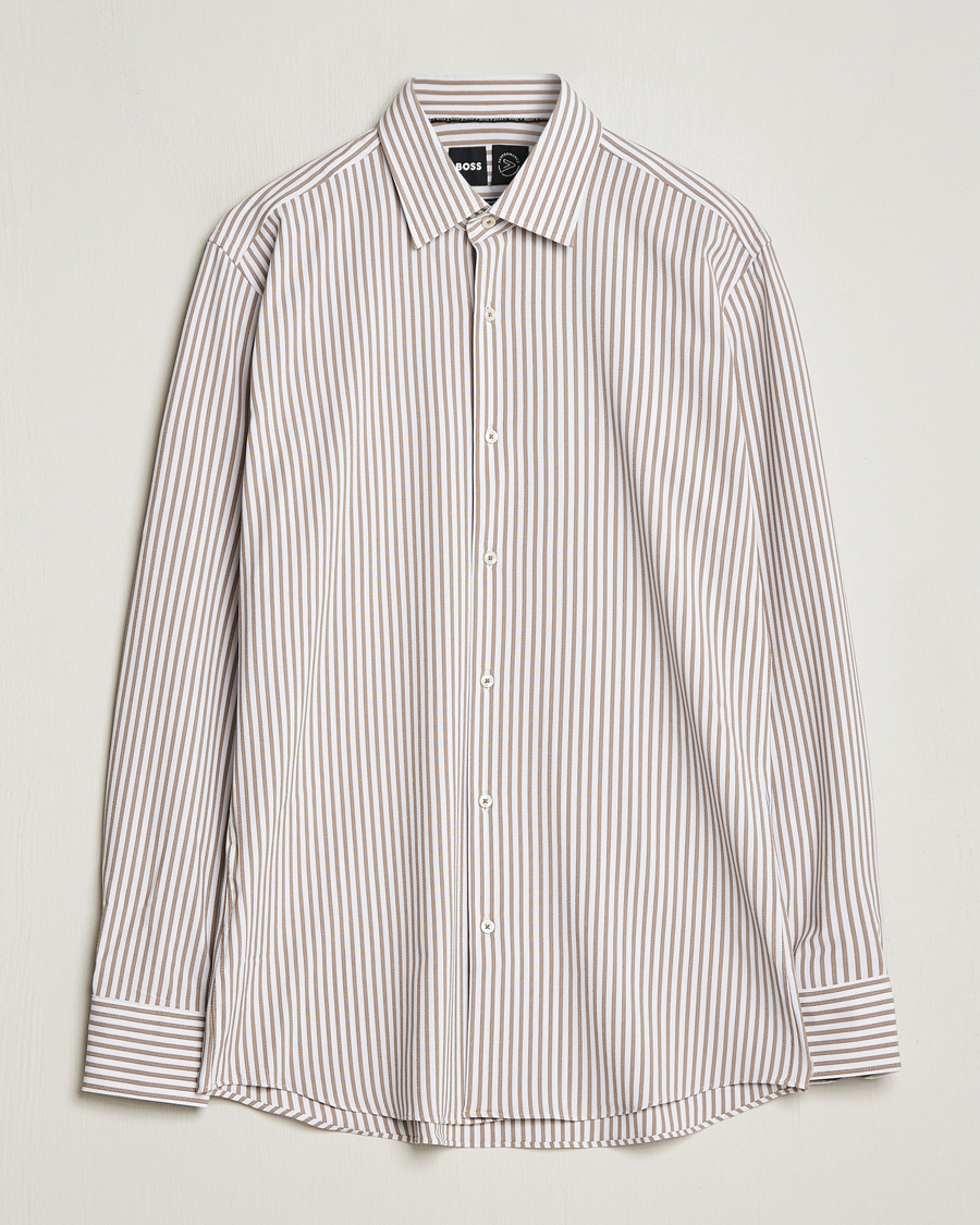 Homme | Chemises | BOSS BLACK | Hank 4-Way Stretch Striped Shirt Medium Beige