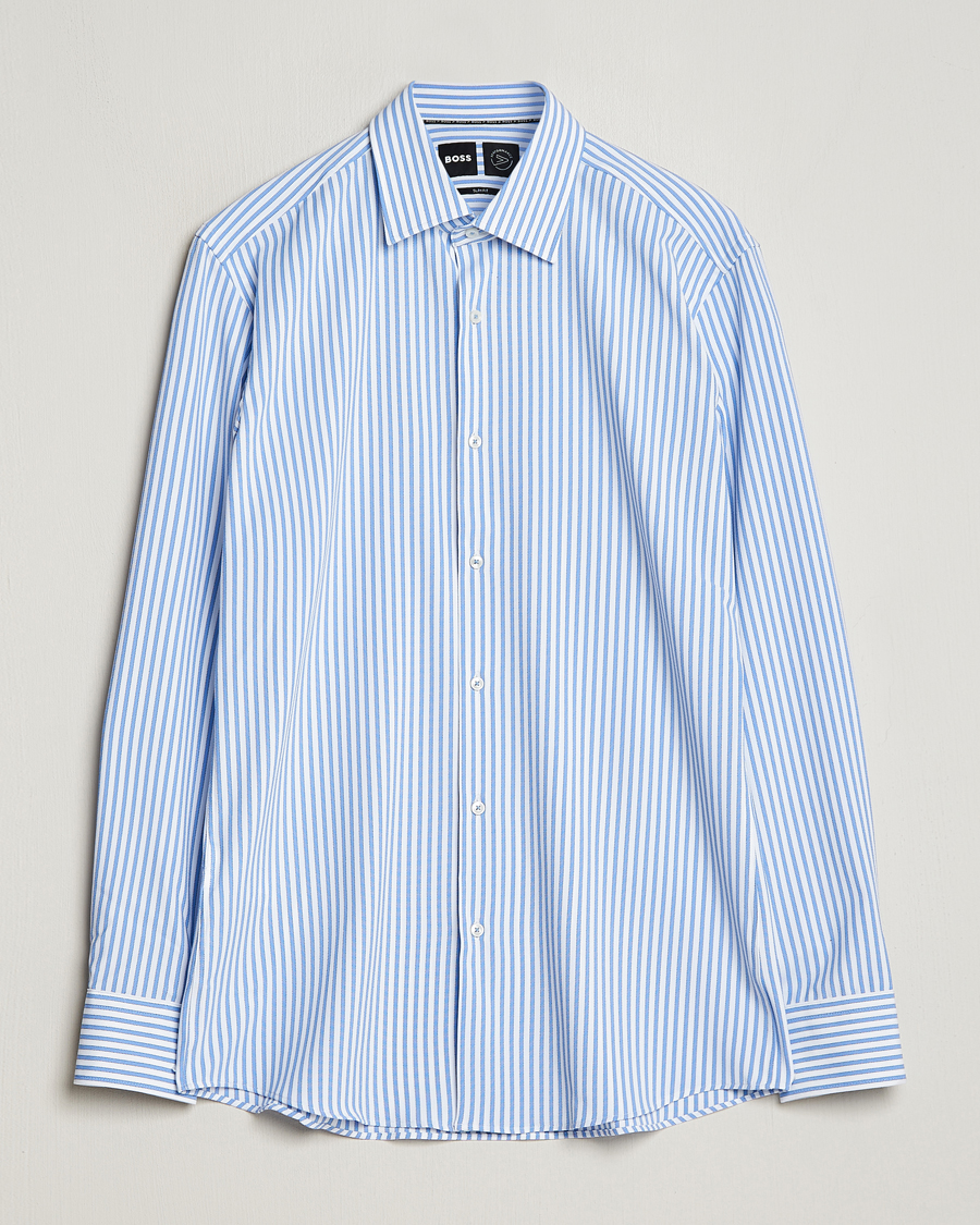 Homme | Chemises | BOSS BLACK | Hank 4-Way Stretch Striped Shirt Light Blue