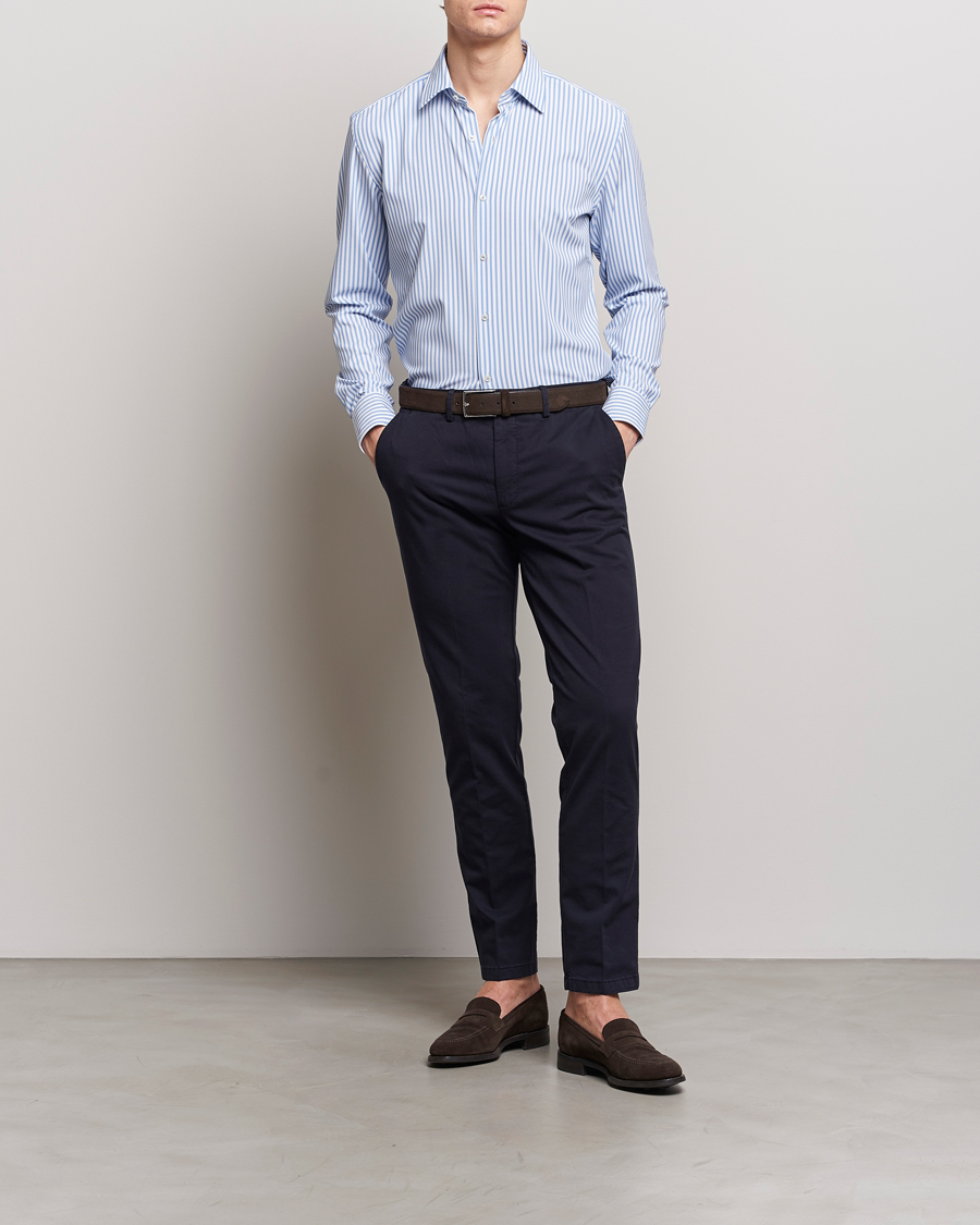 Homme | Chemises | BOSS BLACK | Hank 4-Way Stretch Striped Shirt Light Blue