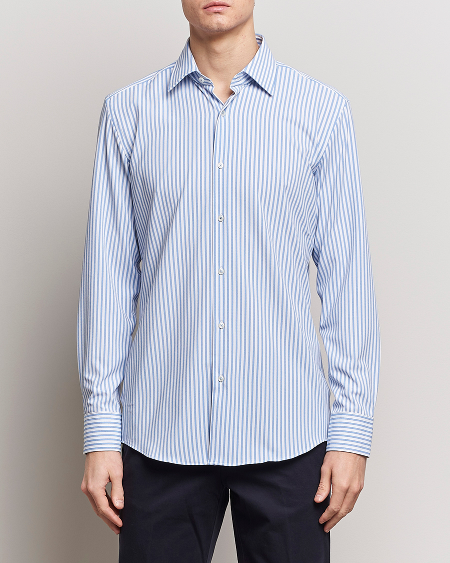 Homme | Chemises | BOSS BLACK | Hank 4-Way Stretch Striped Shirt Light Blue