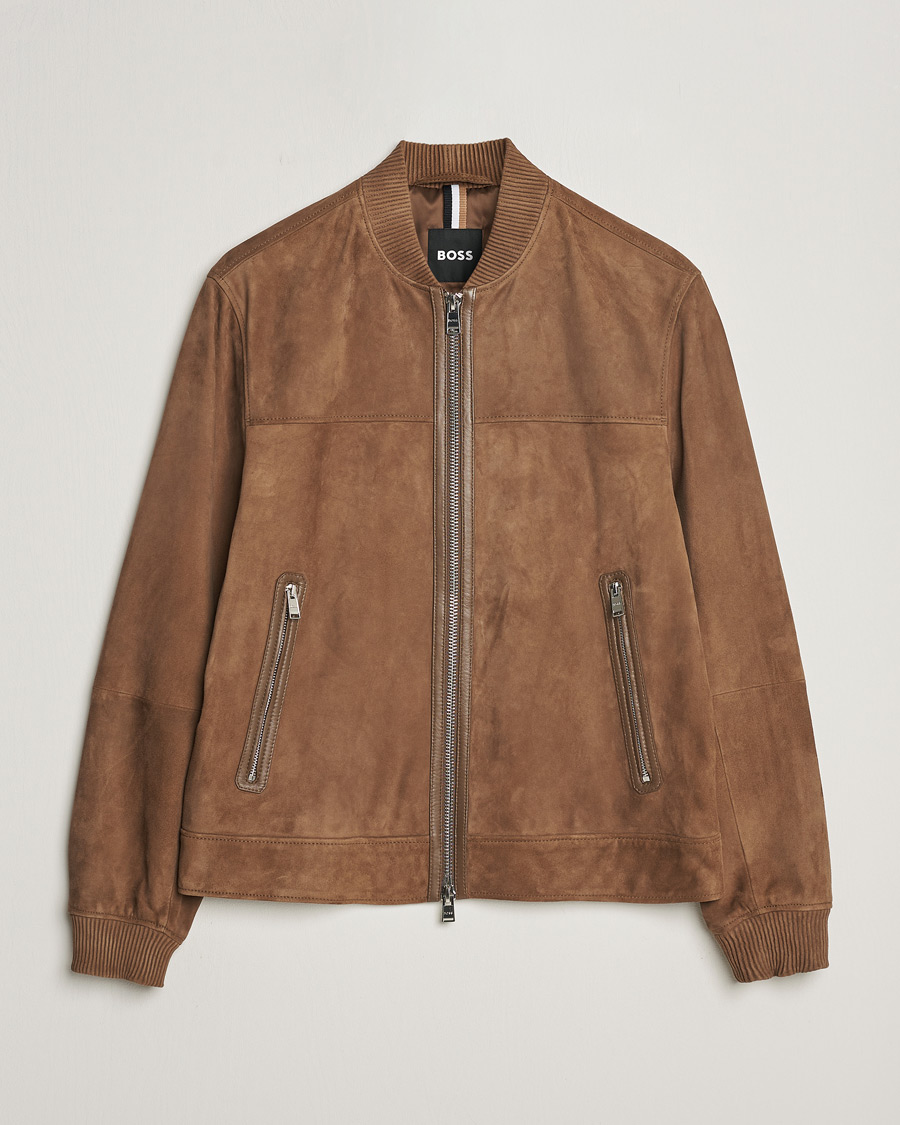 Homme | Manteaux Et Vestes | BOSS BLACK | Malbano Leather Jacket Open Brown