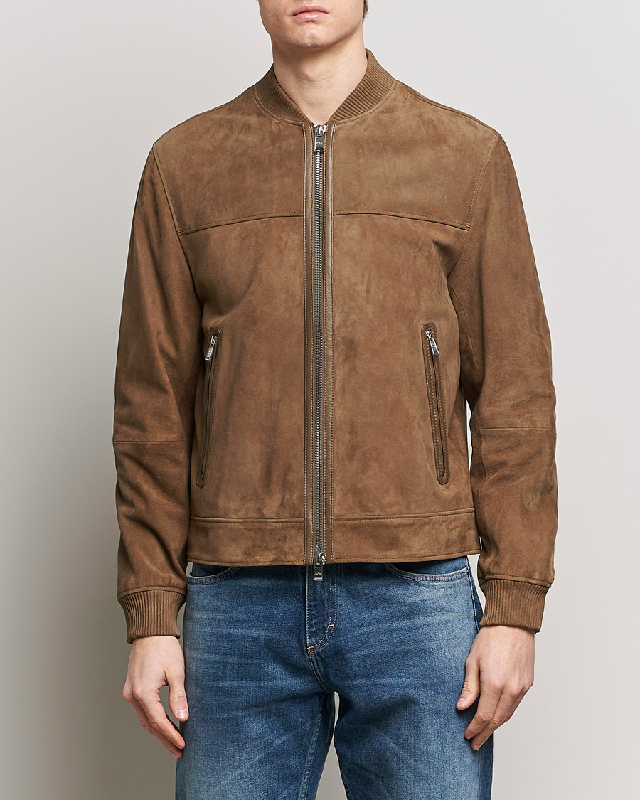 Homme | Vestes En Cuir | BOSS BLACK | Malbano Leather Jacket Open Brown