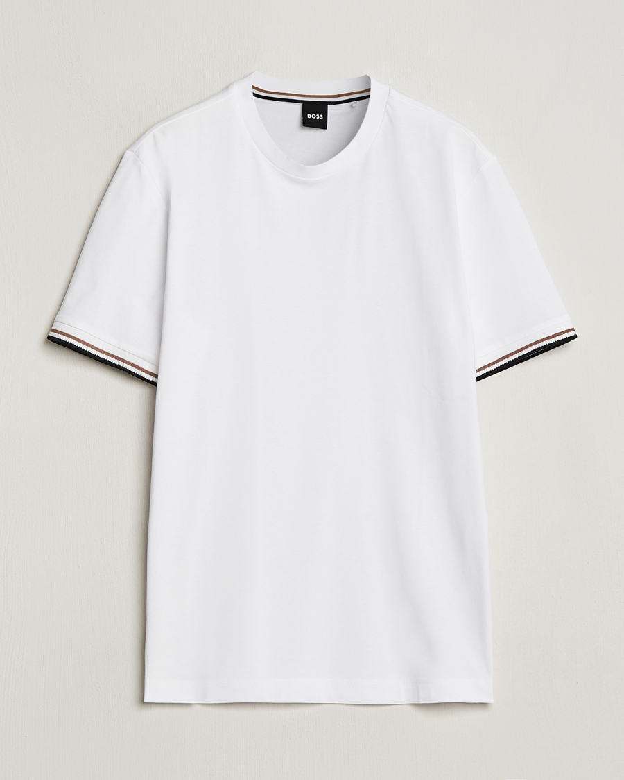 Homme | T-shirts | BOSS BLACK | Thompson Tipped Crew Neck T-Shirt White