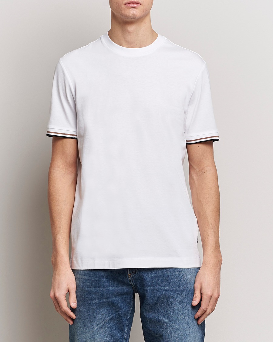 Homme | T-shirts À Manches Courtes | BOSS BLACK | Thompson Tipped Crew Neck T-Shirt White