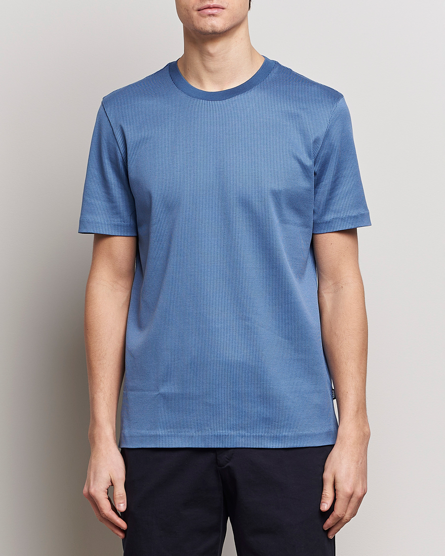 Homme |  | BOSS BLACK | Tiburt Crew Neck T-Shirt Open Blue