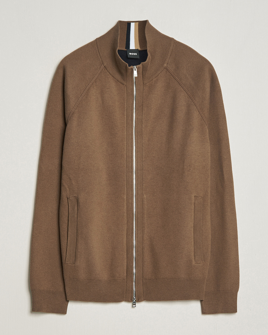 Homme | Pulls Et Tricots | BOSS BLACK | Perrone Knitted Full-Zip Open Brown