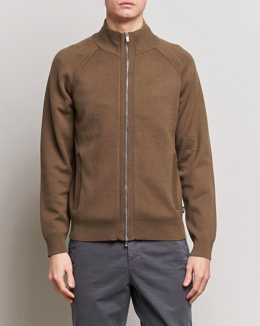 Homme | Soldes Vêtements | BOSS BLACK | Perrone Knitted Full-Zip Open Brown