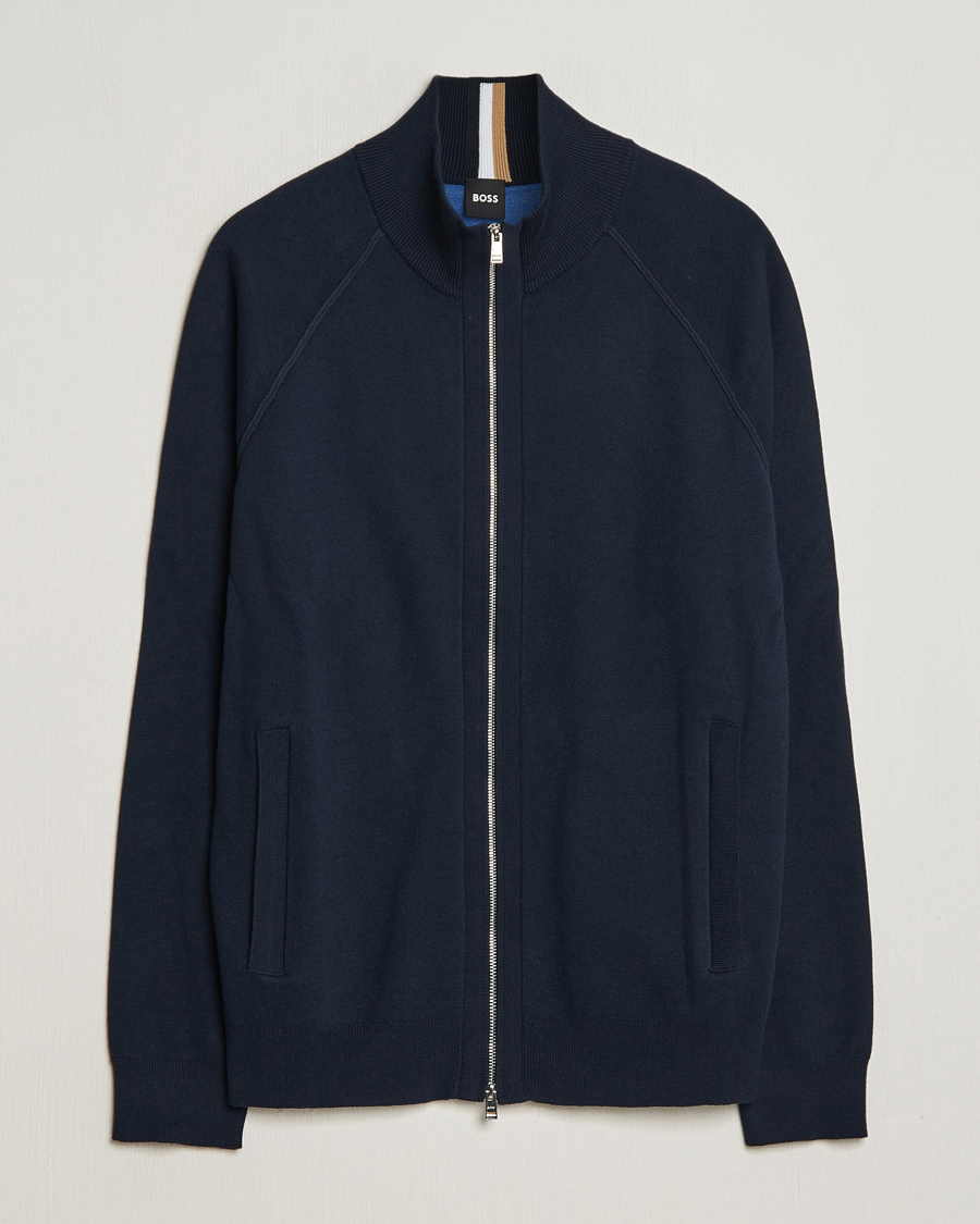 Homme | Pulls Et Tricots | BOSS BLACK | Perrone Knitted Full-Zip Dark Blue