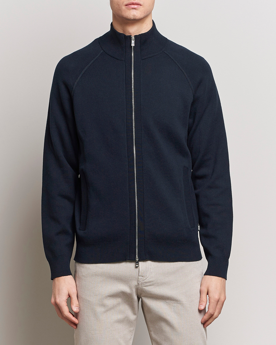 Homme | Pulls Et Tricots | BOSS BLACK | Perrone Knitted Full-Zip Dark Blue
