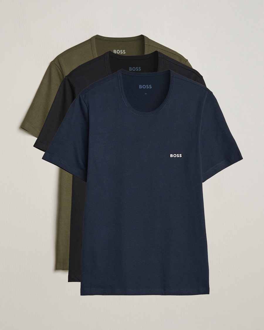 Homme | T-shirts | BOSS BLACK | 3-Pack Crew Neck T-Shirt Black/Blue/Green