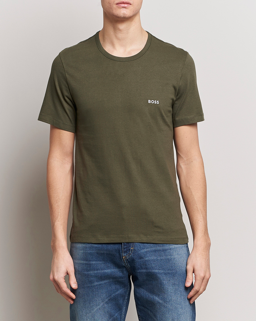 Homme | T-Shirts Noirs | BOSS BLACK | 3-Pack Crew Neck T-Shirt Black/Blue/Green