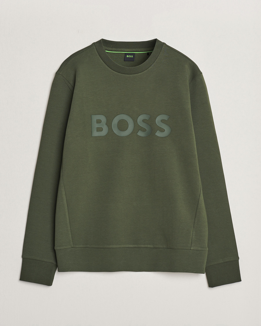 Homme | Pulls Et Tricots | BOSS GREEN | Salbo Logo Sweatshirt Open Green