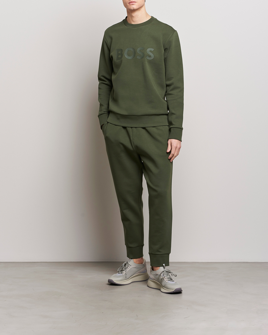 Homme | Pulls Et Tricots | BOSS GREEN | Salbo Logo Sweatshirt Open Green