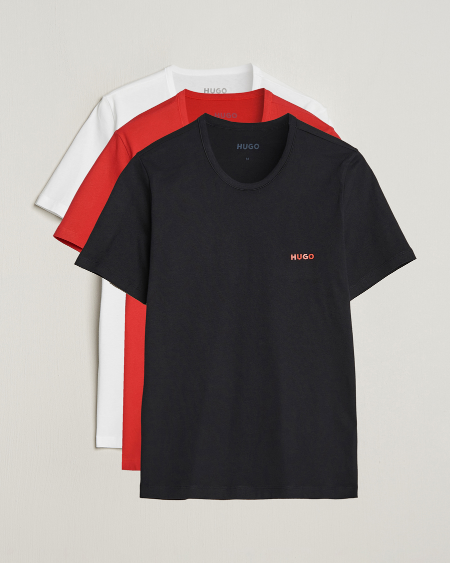 Homme | T-shirts | HUGO | 3-Pack Logo Crew Neck T-Shirt Black/Red/White