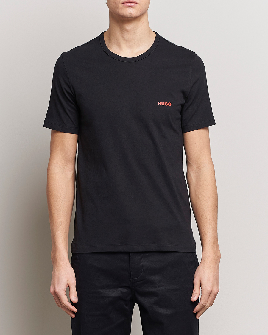 Homme | T-Shirts Noirs | HUGO | 3-Pack Logo Crew Neck T-Shirt Black/Red/White
