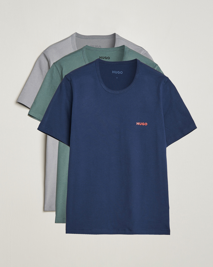 Homme | T-shirts | HUGO | 3-Pack Logo Crew Neck T-Shirt Green/Navy/Grey