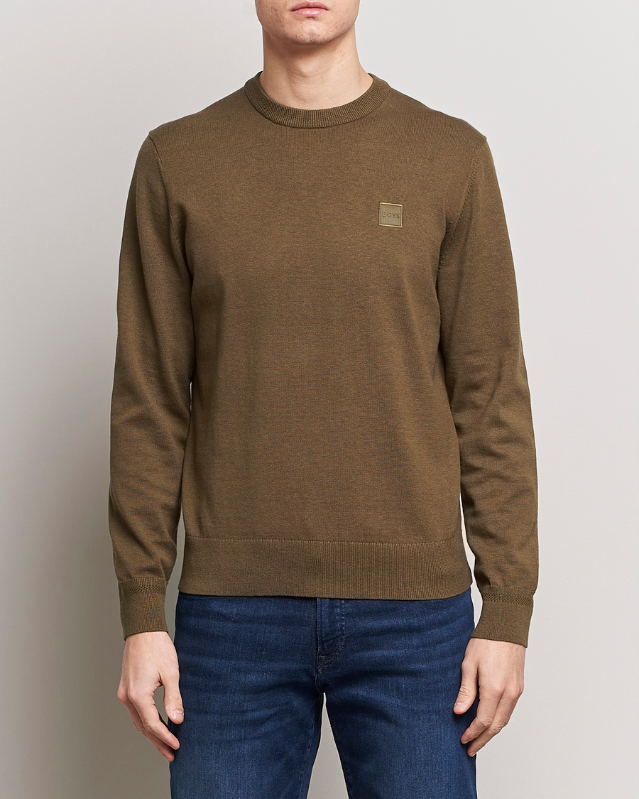 Homme | Pulls Tricotés | BOSS ORANGE | Kanovano Knitted Sweater Open Green