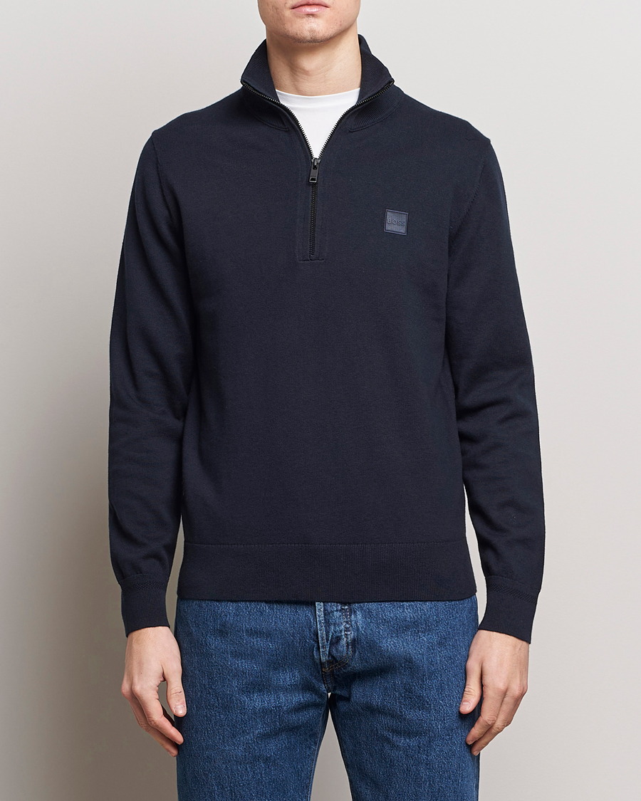 Homme | Vêtements | BOSS ORANGE | Kanobix Knitted Half-Zip Dark Blue