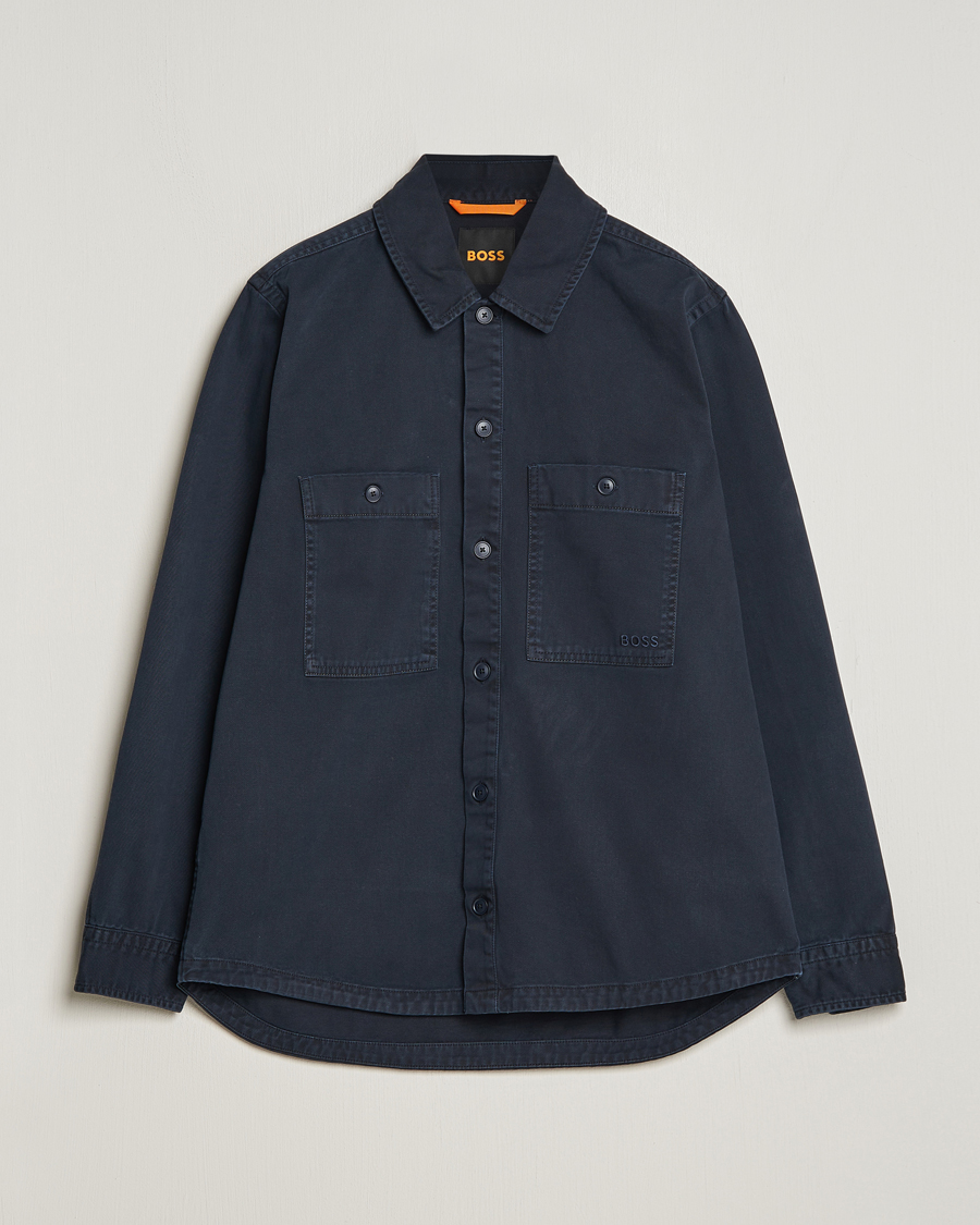 Homme | Chemises | BOSS ORANGE | Locky Cotton Overshirt Dark Blue