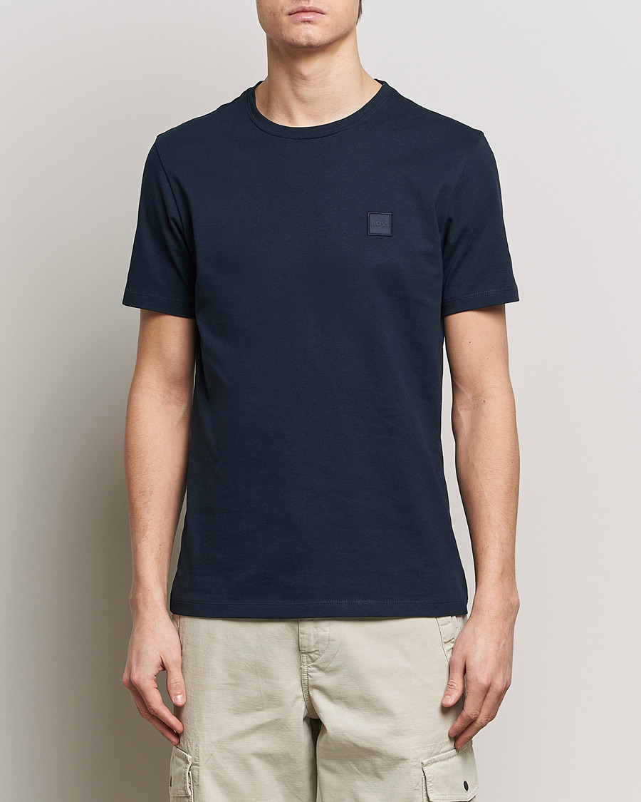 Homme | T-shirts | BOSS ORANGE | Tales Logo Crew Neck T-Shirt Dark Blue