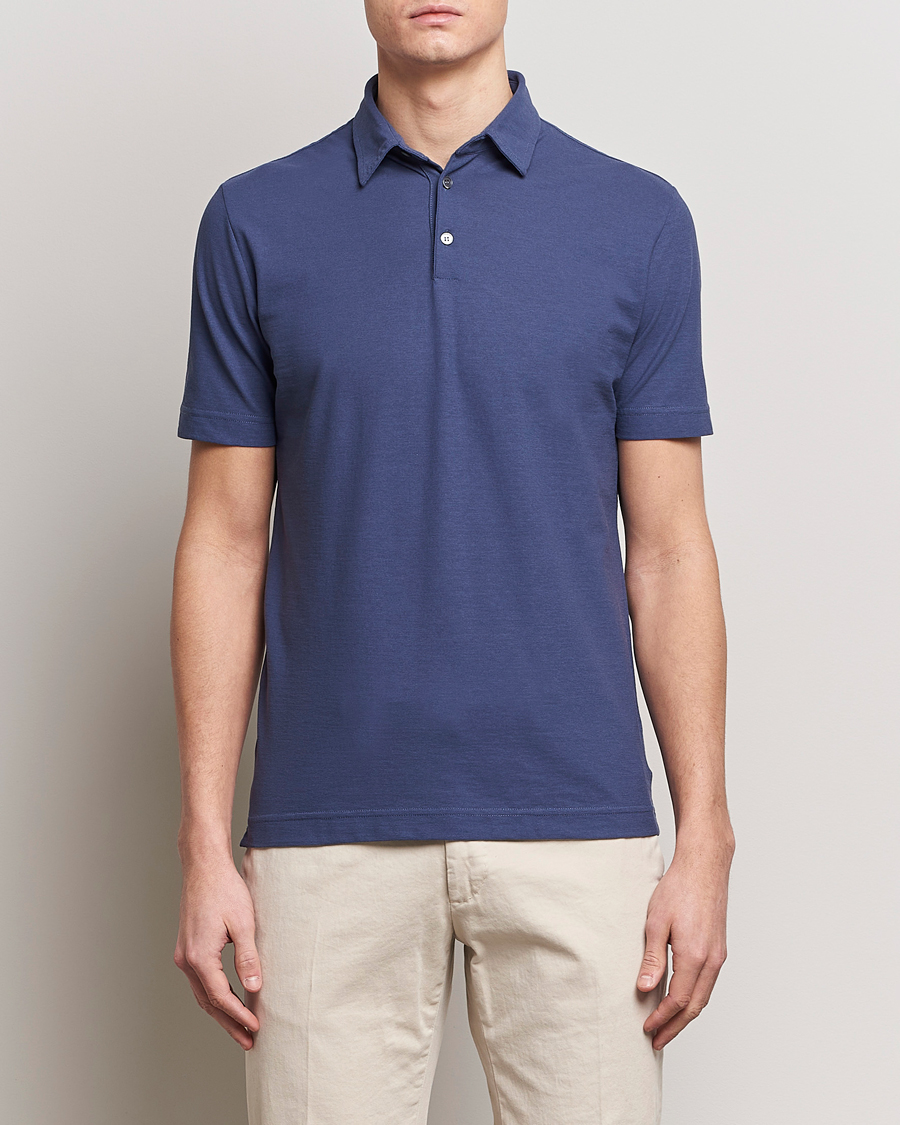 Homme | Polos À Manches Courtes | Zanone | Ice Cotton Polo Steel Blue