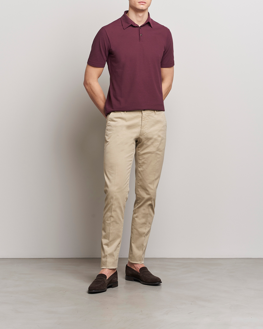 Homme | Polos | Zanone | Ice Cotton Polo Burgundy