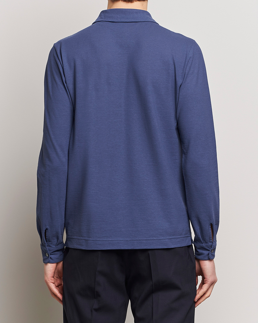 Homme | Pulls Et Tricots | Zanone | Ice Cotton Long Sleeve Polo Steel Blue