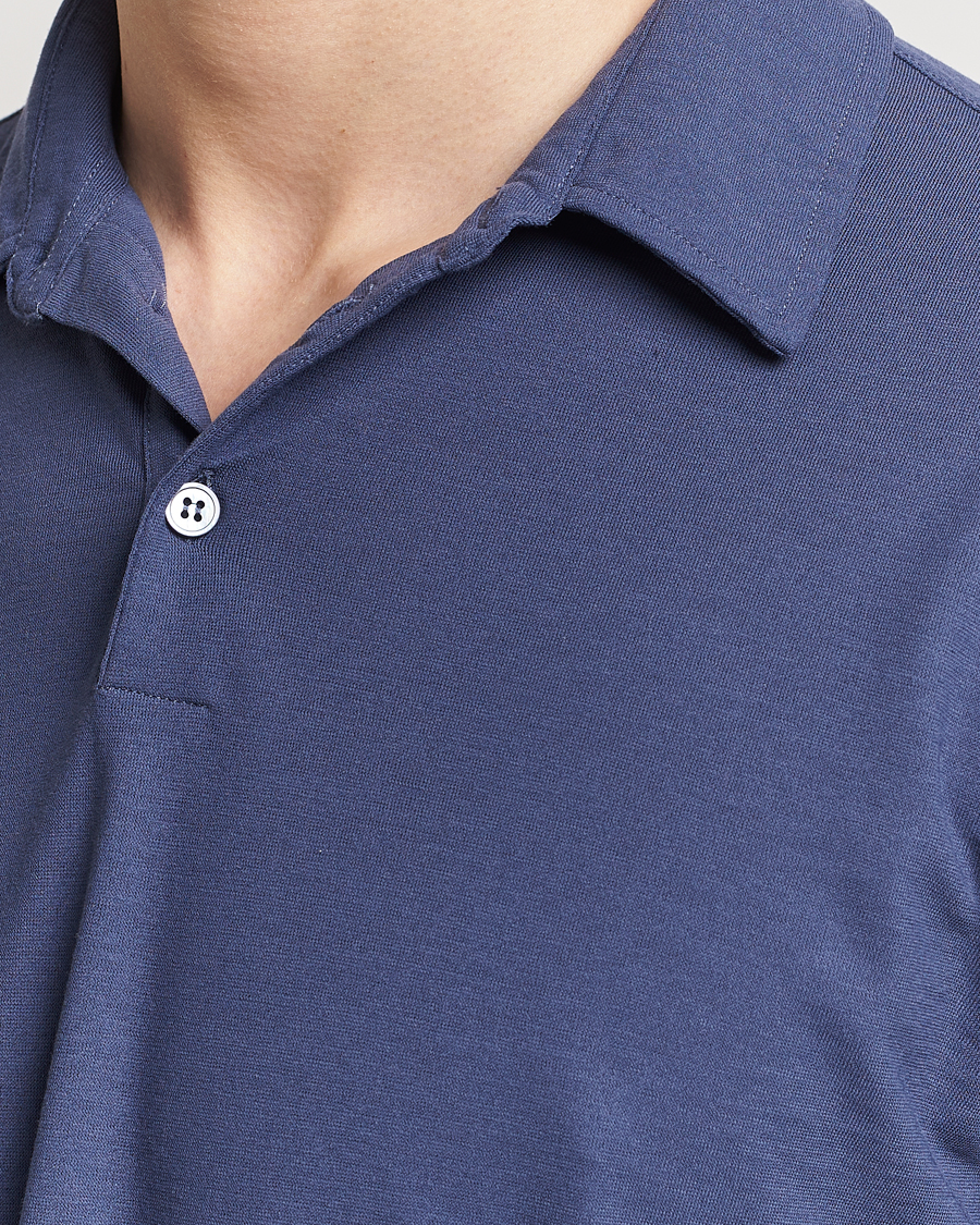 Homme | Pulls Et Tricots | Zanone | Ice Cotton Long Sleeve Polo Steel Blue