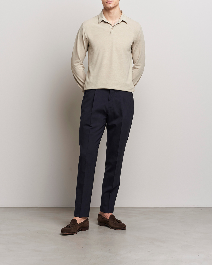 Homme | Pulls Et Tricots | Zanone | Ice Cotton Long Sleeve Polo Beige
