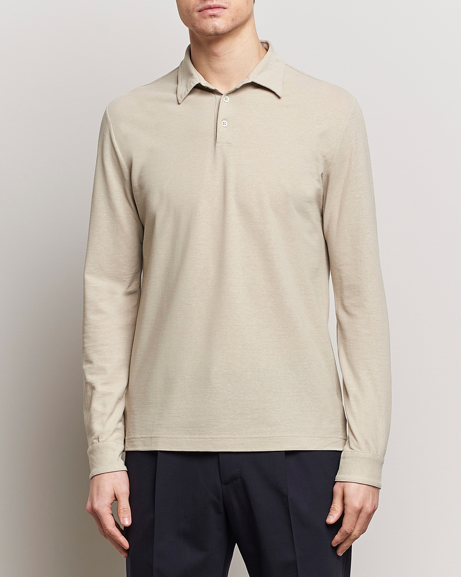 Homme | Sections | Zanone | Ice Cotton Long Sleeve Polo Beige