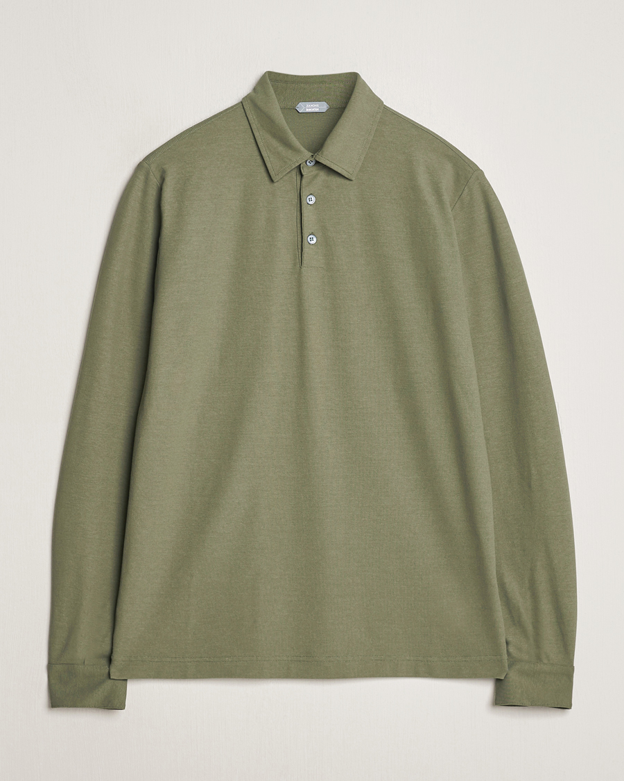 Homme | Pulls Et Tricots | Zanone | Ice Cotton Long Sleeve Polo Olive