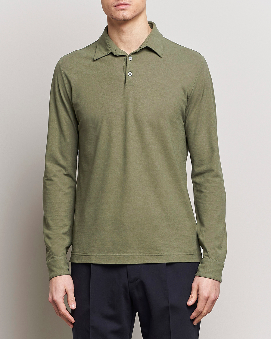 Homme | Pulls Et Tricots | Zanone | Ice Cotton Long Sleeve Polo Olive