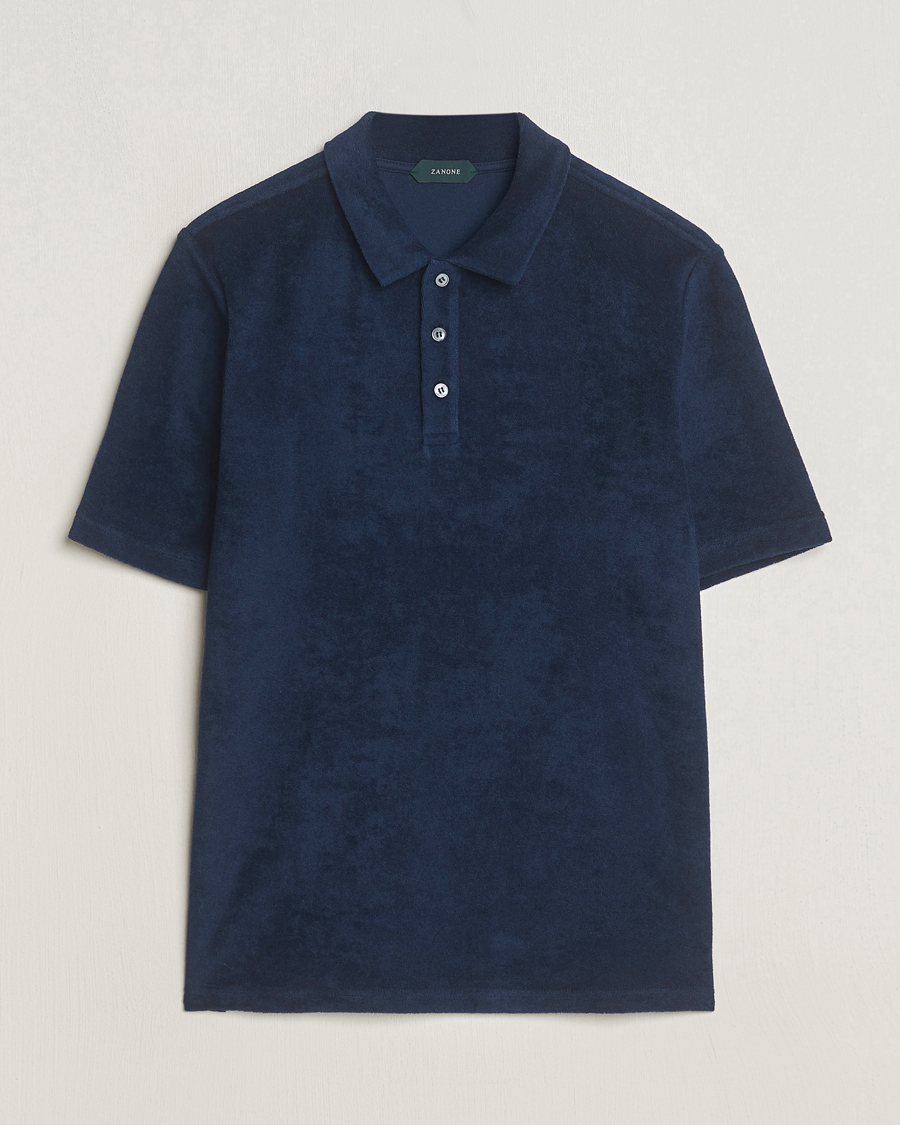 Homme | Polos | Zanone | Terry Cotton Polo Navy
