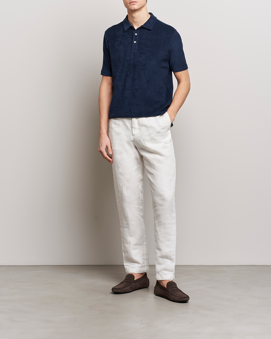 Homme | Polos | Zanone | Terry Cotton Polo Navy