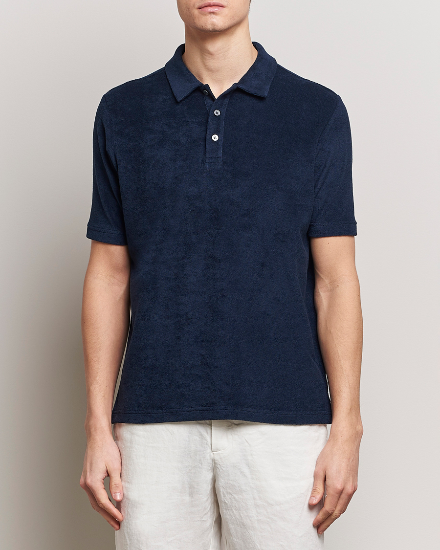Homme | Polos | Zanone | Terry Cotton Polo Navy