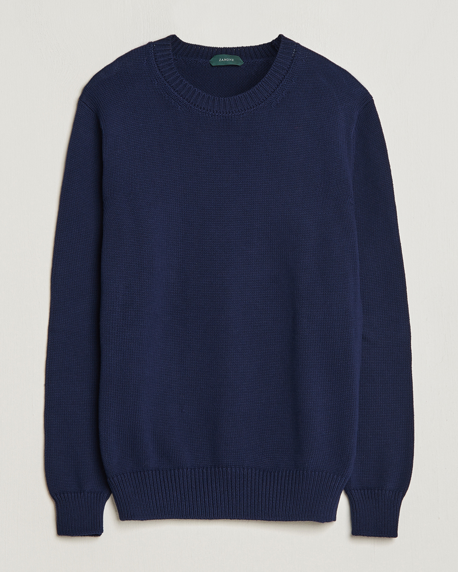 Homme | Pulls Et Tricots | Zanone | Soft Cotton Crewneck Sweater Navy