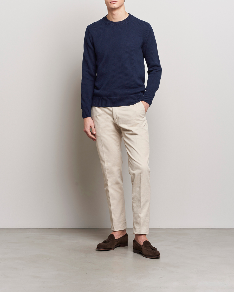 Homme | Pulls Et Tricots | Zanone | Soft Cotton Crewneck Sweater Navy