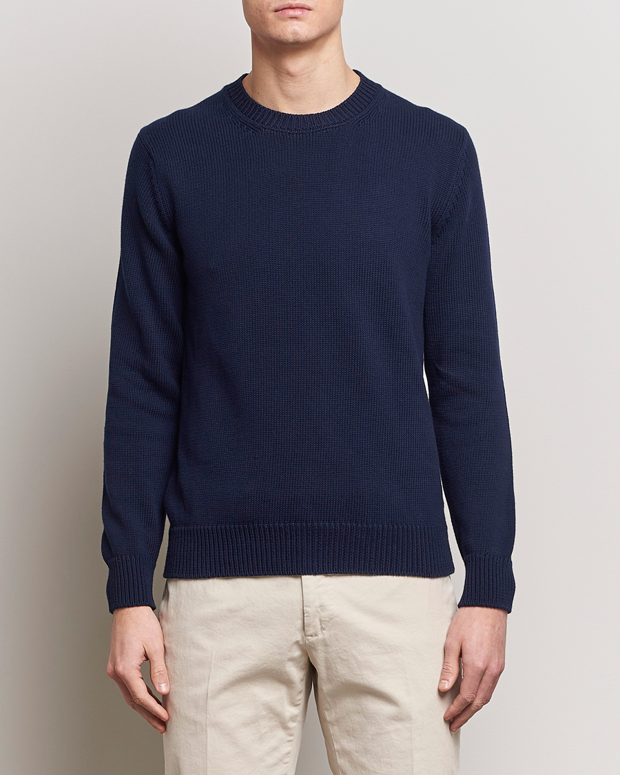 Homme |  | Zanone | Soft Cotton Crewneck Sweater Navy