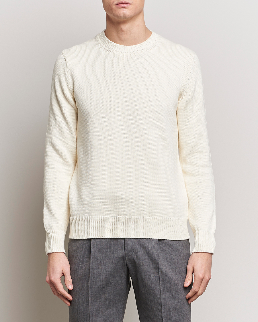 Homme | Slowear | Zanone | Soft Cotton Crewneck Sweater Off White