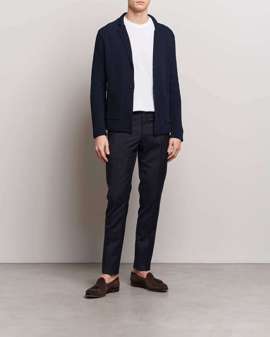 Homme | Blazers | Zanone | Cotton Rib Knitted Blazer Navy