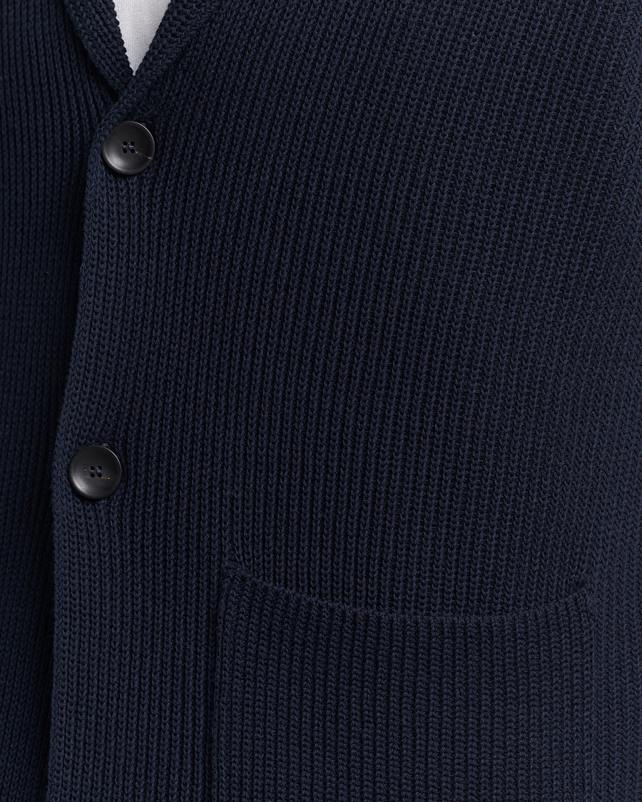 Homme | Blazers | Zanone | Cotton Rib Knitted Blazer Navy